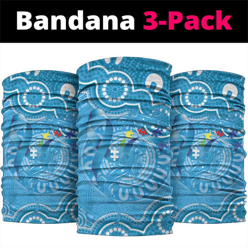 Australia Indigenous Neck Gaiter Blue Ribbon Lizards Autism Awareness - Aussie Hoodie