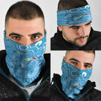 Australia Indigenous Neck Gaiter Blue Ribbon Lizards Autism Awareness - Aussie Hoodie