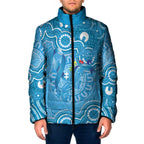 Australia Indigenous Padded Jacket Blue Ribbon Lizards Autism Awareness - Aussie Hoodie