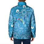 Australia Indigenous Padded Jacket Blue Ribbon Lizards Autism Awareness - Aussie Hoodie