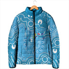 Australia Indigenous Padded Jacket Blue Ribbon Lizards Autism Awareness - Aussie Hoodie