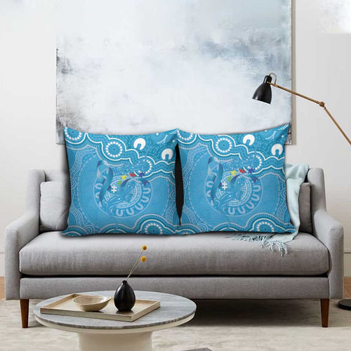 Australia Indigenous Pillow Cover Blue Ribbon Lizards Autism Awareness - Aussie Hoodie