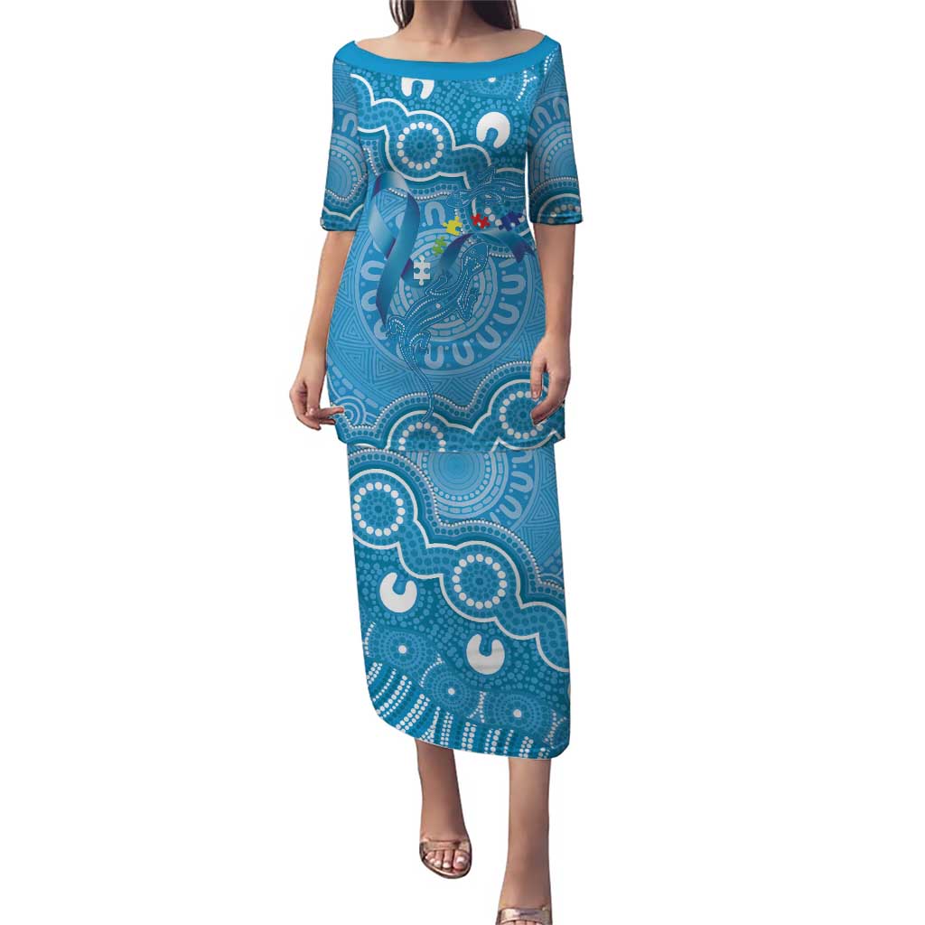 Australia Indigenous Puletasi Blue Ribbon Lizards Autism Awareness - Aussie Hoodie
