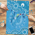 Australia Indigenous Puzzle Blue Ribbon Lizards Autism Awareness - Aussie Hoodie