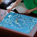 Australia Indigenous Puzzle Blue Ribbon Lizards Autism Awareness - Aussie Hoodie