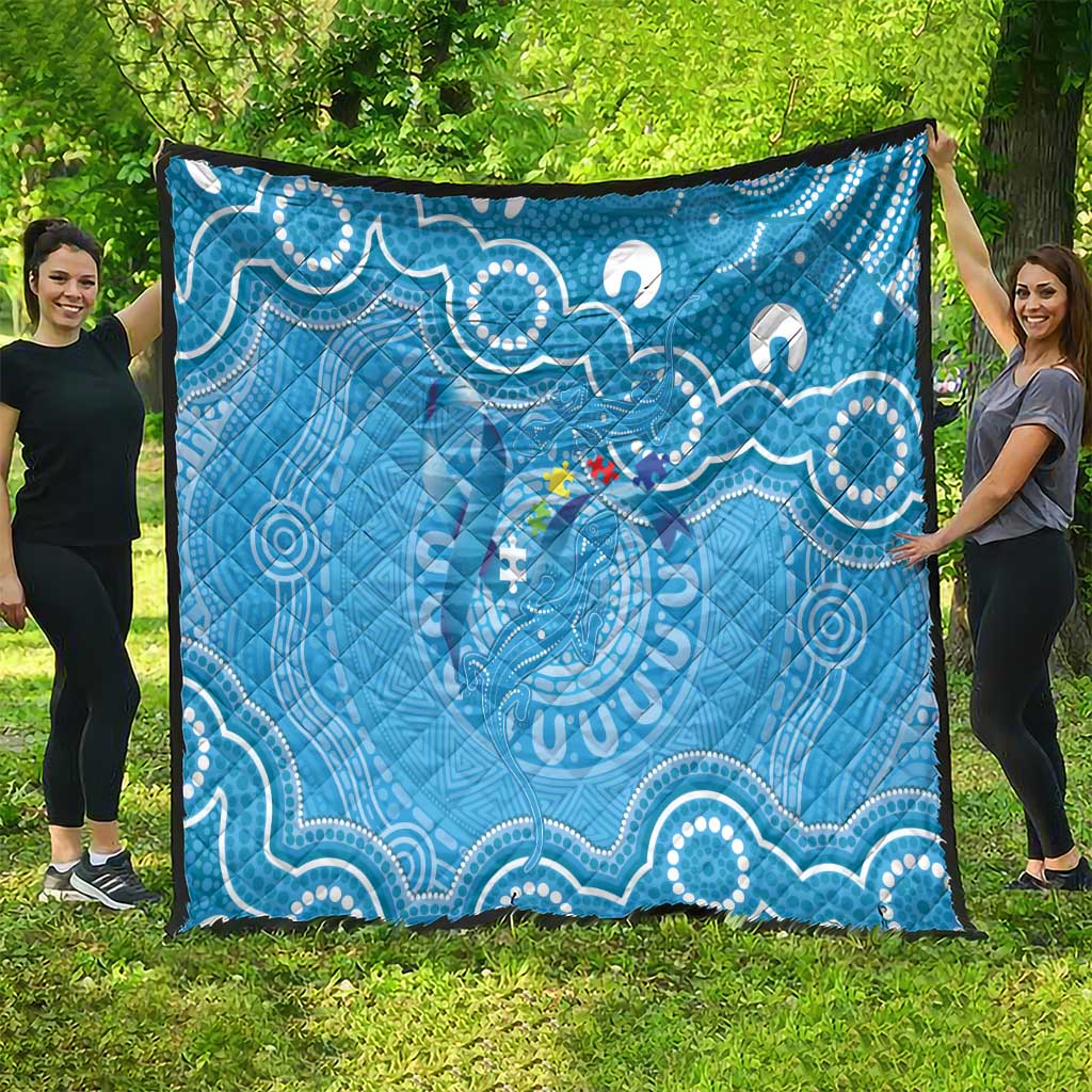 Australia Indigenous Quilt Blue Ribbon Lizards Autism Awareness - Aussie Hoodie
