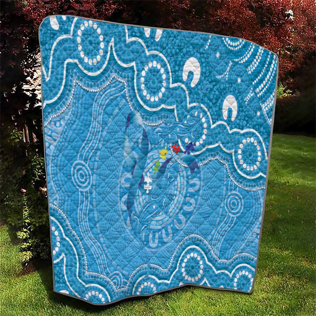Australia Indigenous Quilt Blue Ribbon Lizards Autism Awareness - Aussie Hoodie
