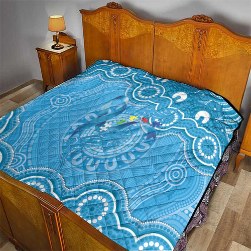Australia Indigenous Quilt Blue Ribbon Lizards Autism Awareness - Aussie Hoodie
