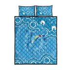 Australia Indigenous Quilt Bed Set Blue Ribbon Lizards Autism Awareness - Aussie Hoodie
