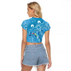 Australia Indigenous Raglan Cropped T Shirt Blue Ribbon Lizards Autism Awareness - Aussie Hoodie