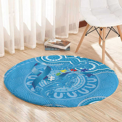 Australia Indigenous Round Carpet Blue Ribbon Lizards Autism Awareness - Aussie Hoodie