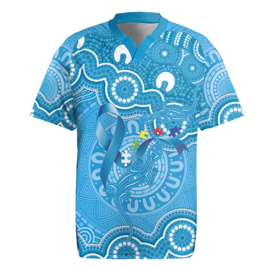 Australia Indigenous Rugby Jersey Blue Ribbon Lizards Autism Awareness - Aussie Hoodie