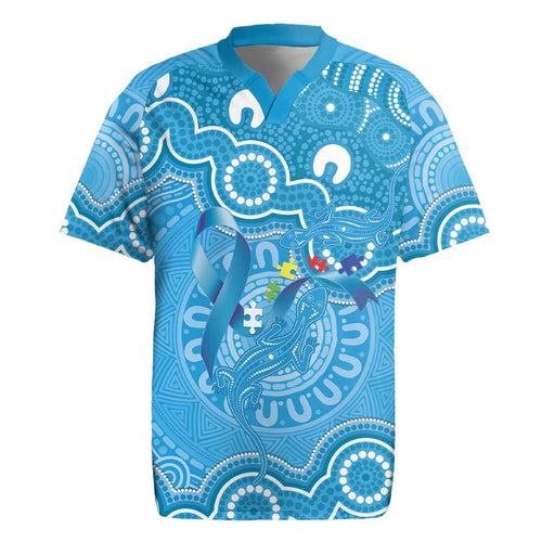 Australia Indigenous Rugby Jersey Blue Ribbon Lizards Autism Awareness - Aussie Hoodie