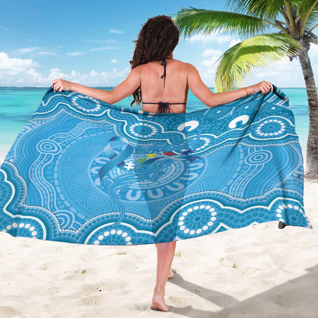 Australia Indigenous Sarong Blue Ribbon Lizards Autism Awareness - Aussie Hoodie