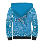 Australia Indigenous Sherpa Hoodie Blue Ribbon Lizards Autism Awareness - Aussie Hoodie