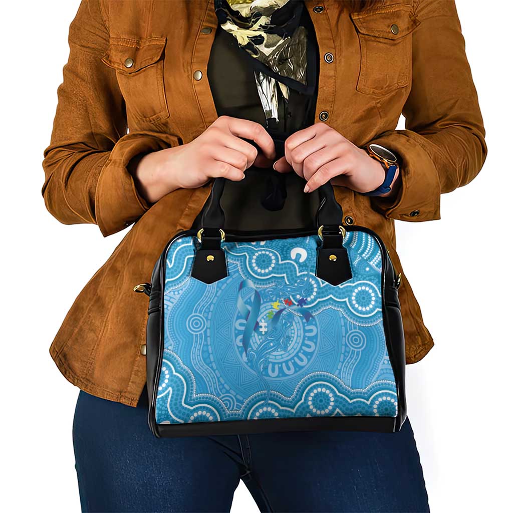Australia Indigenous Shoulder Handbag Blue Ribbon Lizards Autism Awareness - Aussie Hoodie