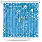Australia Indigenous Shower Curtain Blue Ribbon Lizards Autism Awareness - Aussie Hoodie