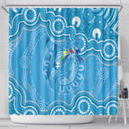 Australia Indigenous Shower Curtain Blue Ribbon Lizards Autism Awareness - Aussie Hoodie