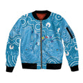 Australia Indigenous Sleeve Zip Bomber Jacket Blue Ribbon Lizards Autism Awareness - Aussie Hoodie