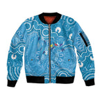Australia Indigenous Sleeve Zip Bomber Jacket Blue Ribbon Lizards Autism Awareness - Aussie Hoodie