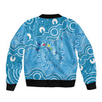 Australia Indigenous Sleeve Zip Bomber Jacket Blue Ribbon Lizards Autism Awareness - Aussie Hoodie