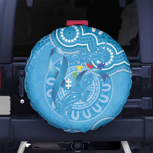 Australia Indigenous Spare Tire Cover Blue Ribbon Lizards Autism Awareness - Aussie Hoodie
