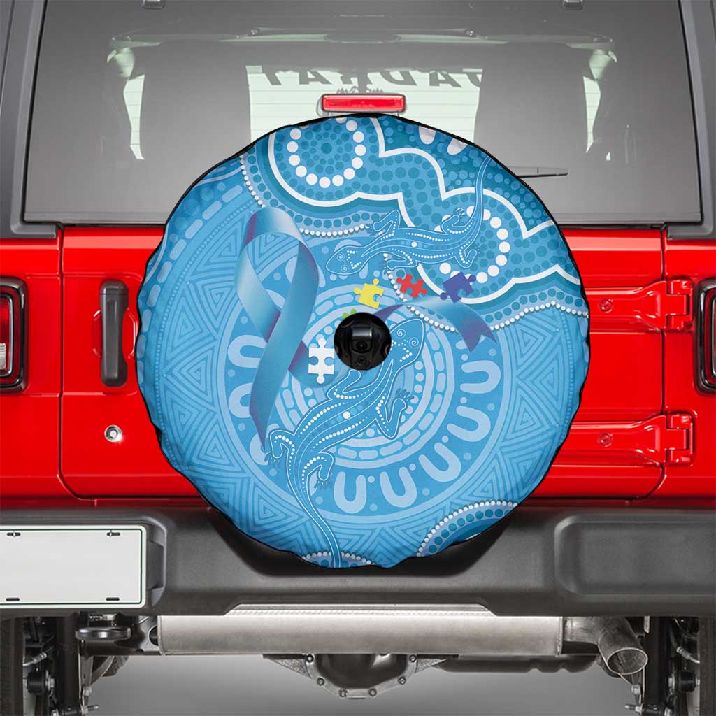 Australia Indigenous Spare Tire Cover Blue Ribbon Lizards Autism Awareness - Aussie Hoodie