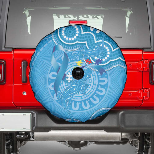 Australia Indigenous Spare Tire Cover Blue Ribbon Lizards Autism Awareness - Aussie Hoodie