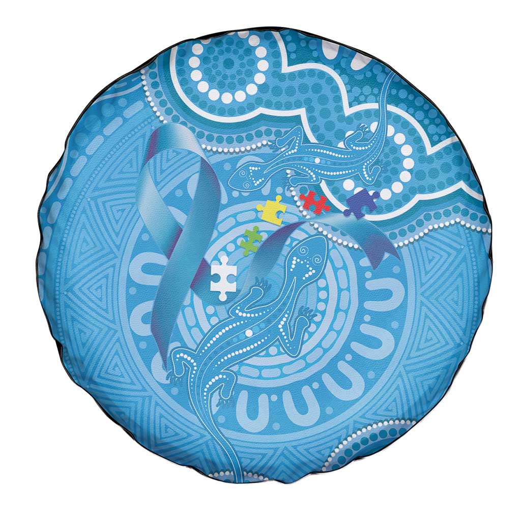 Australia Indigenous Spare Tire Cover Blue Ribbon Lizards Autism Awareness - Aussie Hoodie