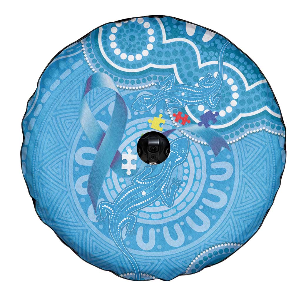 Australia Indigenous Spare Tire Cover Blue Ribbon Lizards Autism Awareness - Aussie Hoodie