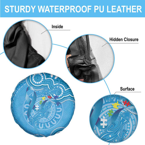Australia Indigenous Spare Tire Cover Blue Ribbon Lizards Autism Awareness - Aussie Hoodie