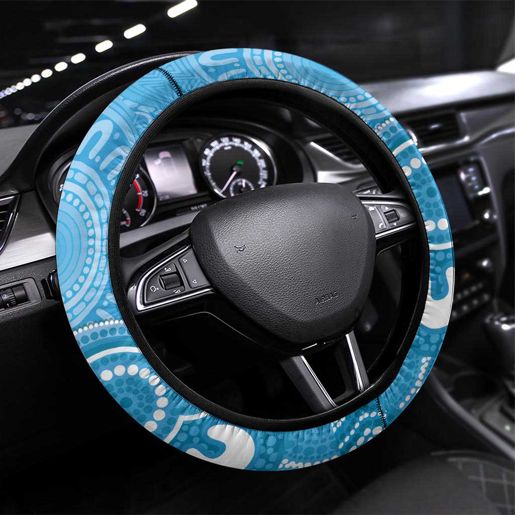 Australia Indigenous Steering Wheel Cover Blue Ribbon Lizards Autism Awareness - Aussie Hoodie