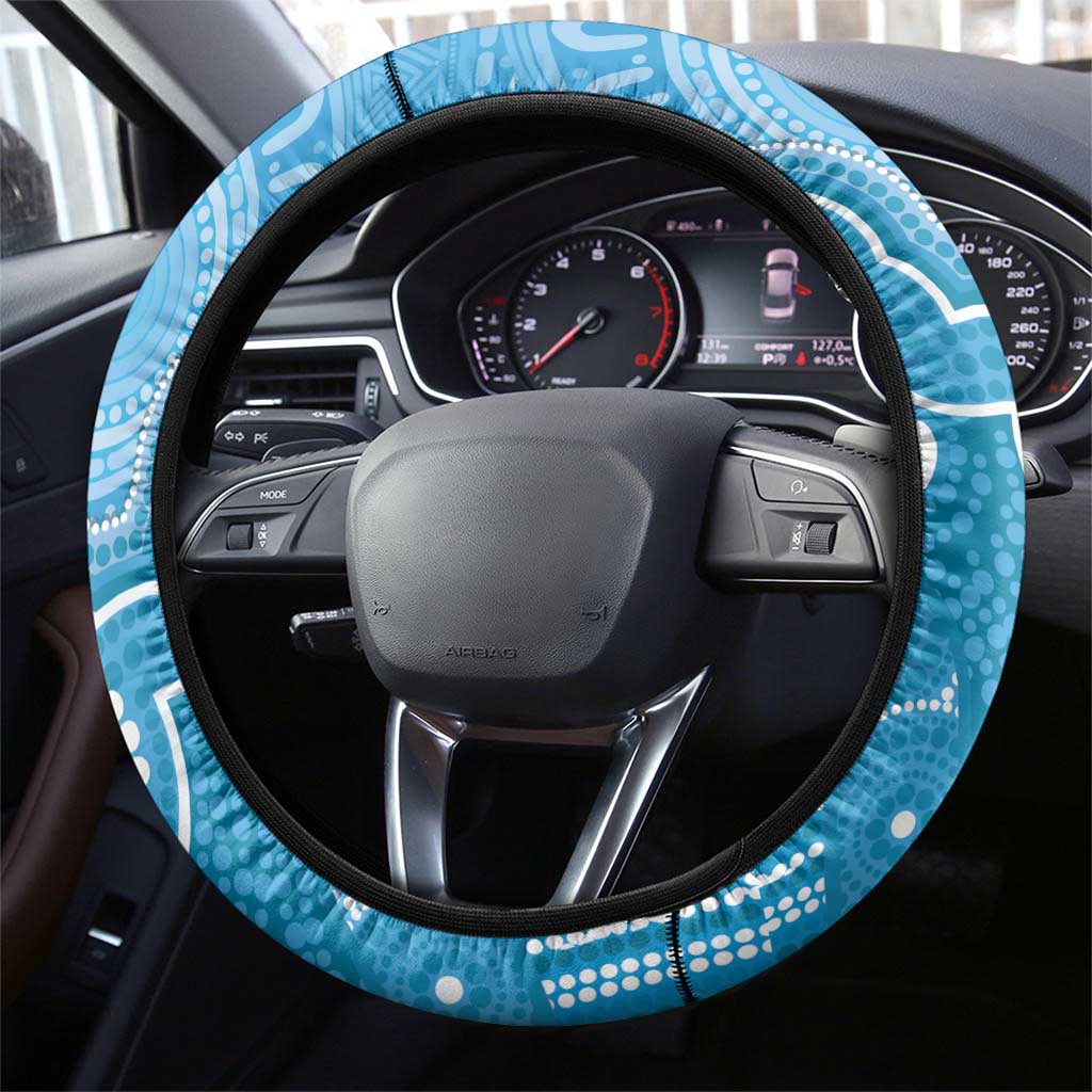 Australia Indigenous Steering Wheel Cover Blue Ribbon Lizards Autism Awareness - Aussie Hoodie