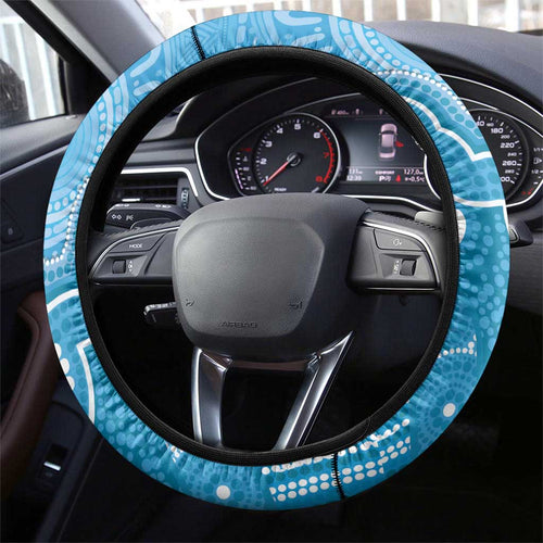 Australia Indigenous Steering Wheel Cover Blue Ribbon Lizards Autism Awareness - Aussie Hoodie