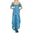 Australia Indigenous Summer Maxi Dress Blue Ribbon Lizards Autism Awareness - Aussie Hoodie