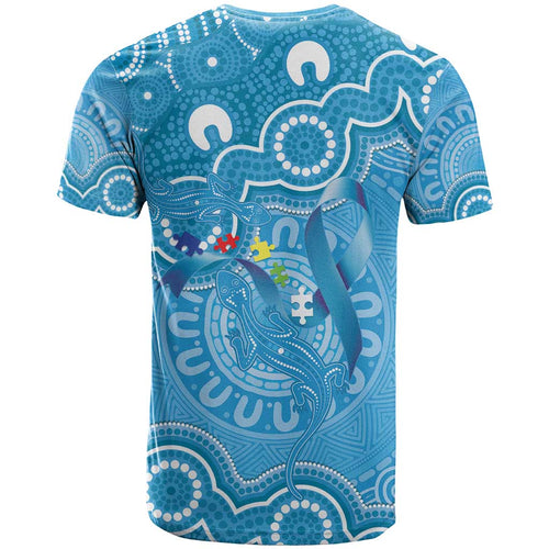Australia Indigenous T Shirt Blue Ribbon Lizards Autism Awareness - Aussie Hoodie