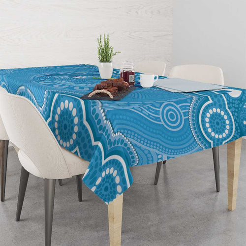 Australia Indigenous Tablecloth Blue Ribbon Lizards Autism Awareness - Aussie Hoodie