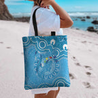 Australia Indigenous Tote Bag Blue Ribbon Lizards Autism Awareness - Aussie Hoodie