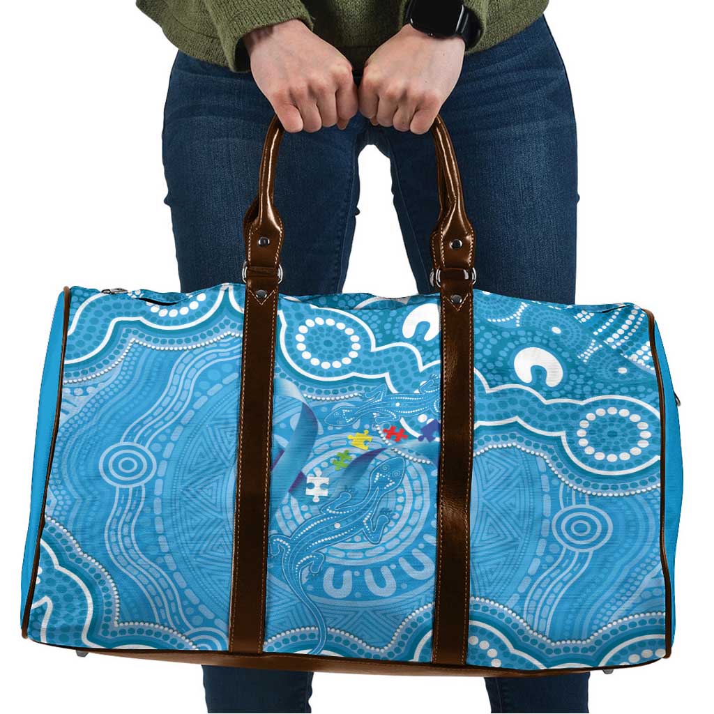 Australia Indigenous Travel Bag Blue Ribbon Lizards Autism Awareness - Aussie Hoodie
