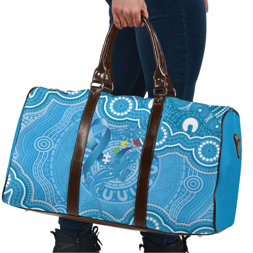 Australia Indigenous Travel Bag Blue Ribbon Lizards Autism Awareness - Aussie Hoodie