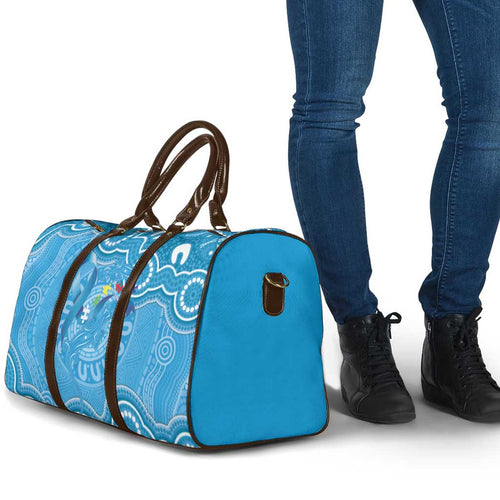 Australia Indigenous Travel Bag Blue Ribbon Lizards Autism Awareness - Aussie Hoodie