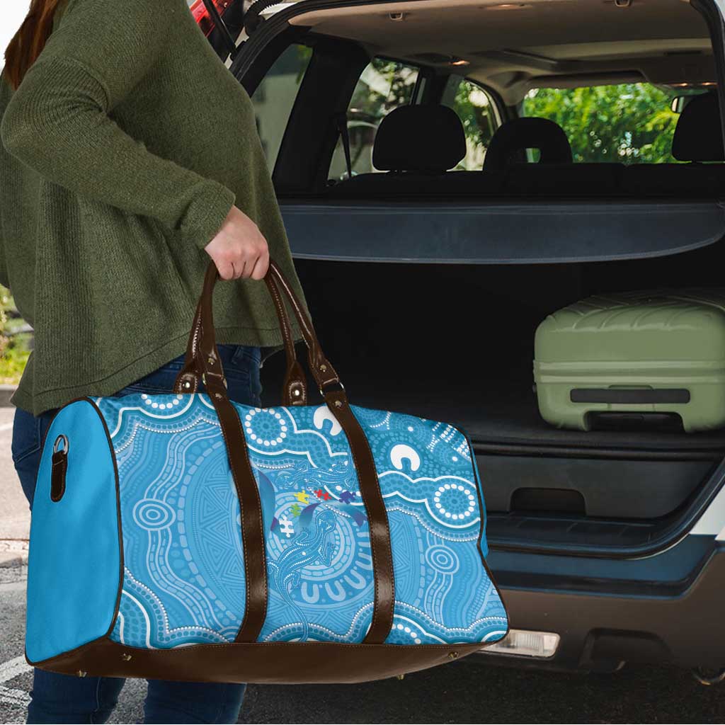 Australia Indigenous Travel Bag Blue Ribbon Lizards Autism Awareness - Aussie Hoodie