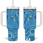 Australia Indigenous Tumbler With Handle Blue Ribbon Lizards Autism Awareness - Aussie Hoodie