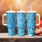 Australia Indigenous Tumbler With Handle Blue Ribbon Lizards Autism Awareness - Aussie Hoodie