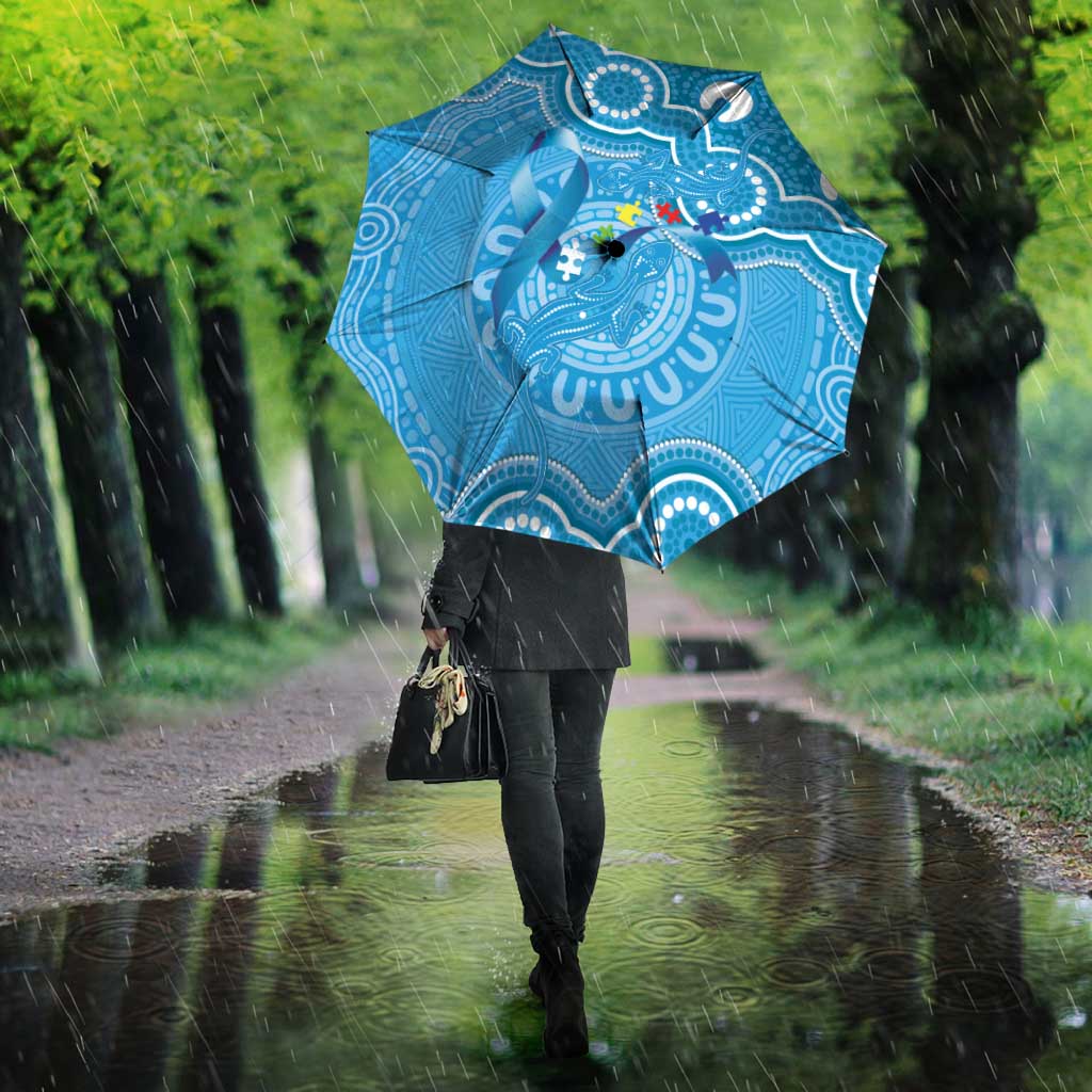 Australia Indigenous Umbrella Blue Ribbon Lizards Autism Awareness - Aussie Hoodie
