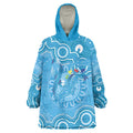 Australia Indigenous Wearable Blanket Hoodie Blue Ribbon Lizards Autism Awareness - Aussie Hoodie