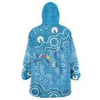Australia Indigenous Wearable Blanket Hoodie Blue Ribbon Lizards Autism Awareness - Aussie Hoodie
