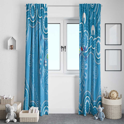 Australia Indigenous Window Curtain Blue Ribbon Lizards Autism Awareness - Aussie Hoodie