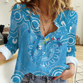 Australia Indigenous Women Casual Shirt Blue Ribbon Lizards Autism Awareness - Aussie Hoodie