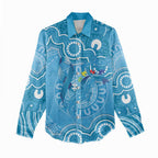 Australia Indigenous Women Casual Shirt Blue Ribbon Lizards Autism Awareness - Aussie Hoodie